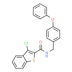 ChemSpider 2D Image | 3-Chloro-N-(4-phenoxybenzyl)-1-benzothiophene-2-carboxamide | C22H16ClNO2S