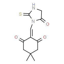 ChemSpider 2D Image | 5,5-Dimethyl-2-[(5-oxo-2-thioxo-1-imidazolidinyl)methylene]-1,3-cyclohexanedione | C12H14N2O3S
