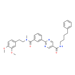 ChemSpider 2D Image | 2-(3-{[2-(3,4-Dimethoxyphenyl)ethyl](methyl)carbamoyl}phenyl)-N-(4-phenylbutyl)-5-pyrimidinecarboxamide | C33H36N4O4