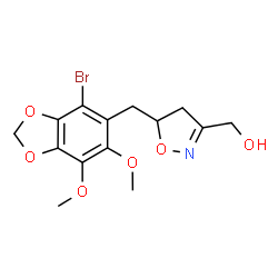 ChemSpider 2D Image | {5-[(4-Bromo-6,7-dimethoxy-1,3-benzodioxol-5-yl)methyl]-4,5-dihydro-1,2-oxazol-3-yl}methanol | C14H16BrNO6
