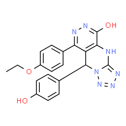 ChemSpider 2D Image | 8-(4-Ethoxyphenyl)-9-(4-hydroxyphenyl)-1,9-dihydrotetrazolo[1',5':1,2]pyrimido[4,5-d]pyridazin-5(6H)-one | C20H17N7O3
