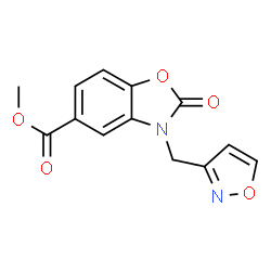 ChemSpider 2D Image | Methyl 3-(1,2-oxazol-3-ylmethyl)-2-oxo-2,3-dihydro-1,3-benzoxazole-5-carboxylate | C13H10N2O5