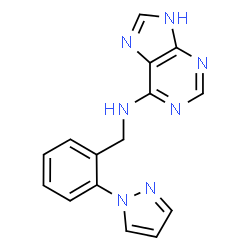 ChemSpider 2D Image | N-[2-(1H-Pyrazol-1-yl)benzyl]-3H-purin-6-amine | C15H13N7