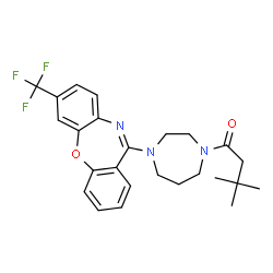 ChemSpider 2D Image | 3,3-Dimethyl-1-{4-[7-(trifluoromethyl)dibenzo[b,f][1,4]oxazepin-11-yl]-1,4-diazepan-1-yl}-1-butanone | C25H28F3N3O2