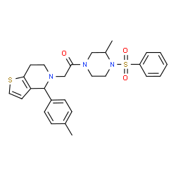 ChemSpider 2D Image | 2-[4-(4-Methylphenyl)-6,7-dihydrothieno[3,2-c]pyridin-5(4H)-yl]-1-[3-methyl-4-(phenylsulfonyl)-1-piperazinyl]ethanone | C27H31N3O3S2