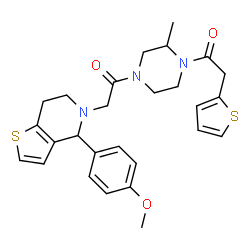 ChemSpider 2D Image | 2-[4-(4-Methoxyphenyl)-6,7-dihydrothieno[3,2-c]pyridin-5(4H)-yl]-1-[3-methyl-4-(2-thienylacetyl)-1-piperazinyl]ethanone | C27H31N3O3S2