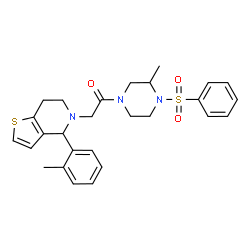 ChemSpider 2D Image | 2-[4-(2-Methylphenyl)-6,7-dihydrothieno[3,2-c]pyridin-5(4H)-yl]-1-[3-methyl-4-(phenylsulfonyl)-1-piperazinyl]ethanone | C27H31N3O3S2