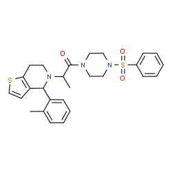 ChemSpider 2D Image | 2-[4-(2-Methylphenyl)-6,7-dihydrothieno[3,2-c]pyridin-5(4H)-yl]-1-[4-(phenylsulfonyl)-1-piperazinyl]-1-propanone | C27H31N3O3S2