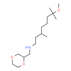 ChemSpider 2D Image | N-(1,4-Dioxan-2-ylmethyl)-7-methoxy-3,7-dimethyl-1-octanamine | C16H33NO3