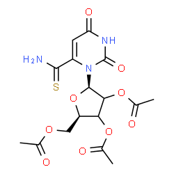 ChemSpider 2D Image | 2,6-Dioxo-3-(2,3,5-tri-O-acetyl-beta-D-glycero-pentofuranosyl)-1,2,3,6-tetrahydro-4-pyrimidinecarbothioamide | C16H19N3O9S