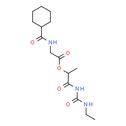 ChemSpider 2D Image | 1-[(Ethylcarbamoyl)amino]-1-oxo-2-propanyl N-(cyclohexylcarbonyl)glycinate | C15H25N3O5