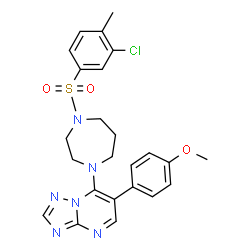 ChemSpider 2D Image | 7-{4-[(3-Chloro-4-methylphenyl)sulfonyl]-1,4-diazepan-1-yl}-6-(4-methoxyphenyl)[1,2,4]triazolo[1,5-a]pyrimidine | C24H25ClN6O3S