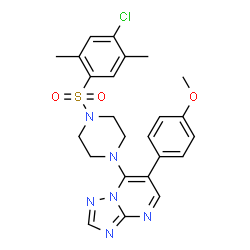ChemSpider 2D Image | 7-{4-[(4-Chloro-2,5-dimethylphenyl)sulfonyl]-1-piperazinyl}-6-(4-methoxyphenyl)[1,2,4]triazolo[1,5-a]pyrimidine | C24H25ClN6O3S
