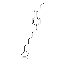 ChemSpider 2D Image | Ethyl 4-{[5-(5-chloro-2-thienyl)pentyl]oxy}benzoate | C18H21ClO3S
