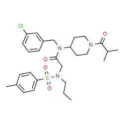 ChemSpider 2D Image | N-(3-Chlorobenzyl)-N-(1-isobutyryl-4-piperidinyl)-N~2~-[(4-methylphenyl)sulfonyl]-N~2~-propylglycinamide | C28H38ClN3O4S