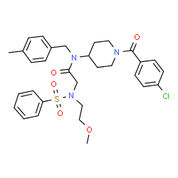 ChemSpider 2D Image | N-[1-(4-Chlorobenzoyl)-4-piperidinyl]-N~2~-(2-methoxyethyl)-N-(4-methylbenzyl)-N~2~-(phenylsulfonyl)glycinamide | C31H36ClN3O5S