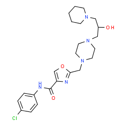 ChemSpider 2D Image | N-(4-Chlorophenyl)-2-({4-[2-hydroxy-3-(1-piperidinyl)propyl]-1-piperazinyl}methyl)-1,3-oxazole-4-carboxamide | C23H32ClN5O3