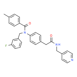 ChemSpider 2D Image | N-(3-Fluorobenzyl)-4-methyl-N-(4-{2-oxo-2-[(4-pyridinylmethyl)amino]ethyl}phenyl)benzamide | C29H26FN3O2