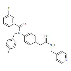 ChemSpider 2D Image | 3-Fluoro-N-(4-methylbenzyl)-N-(4-{2-oxo-2-[(4-pyridinylmethyl)amino]ethyl}phenyl)benzamide | C29H26FN3O2