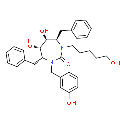 ChemSpider 2D Image | (4R,5S,6S,7R)-4,7-Dibenzyl-5,6-dihydroxy-1-(3-hydroxybenzyl)-3-(5-hydroxypentyl)-1,3-diazepan-2-one | C31H38N2O5