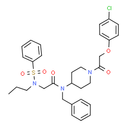 ChemSpider 2D Image | N-Benzyl-N-{1-[(4-chlorophenoxy)acetyl]-4-piperidinyl}-N~2~-(phenylsulfonyl)-N~2~-propylglycinamide | C31H36ClN3O5S