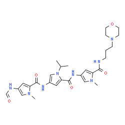 ChemSpider 2D Image | 4-Formamido-N-{1-isopropyl-5-[(1-methyl-5-{[3-(4-morpholinyl)propyl]carbamoyl}-1H-pyrrol-3-yl)carbamoyl]-1H-pyrrol-3-yl}-1-methyl-1H-pyrrole-2-carboxamide | C28H38N8O5