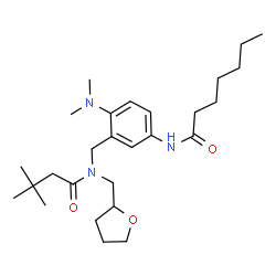 ChemSpider 2D Image | N-[4-(Dimethylamino)-3-{[(3,3-dimethylbutanoyl)(tetrahydro-2-furanylmethyl)amino]methyl}phenyl]heptanamide | C27H45N3O3