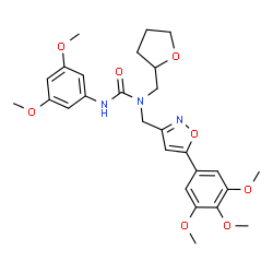 ChemSpider 2D Image | 3-(3,5-Dimethoxyphenyl)-1-(tetrahydro-2-furanylmethyl)-1-{[5-(3,4,5-trimethoxyphenyl)-1,2-oxazol-3-yl]methyl}urea | C27H33N3O8