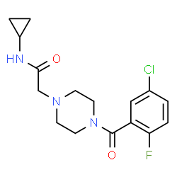 ChemSpider 2D Image | 2-[4-(5-Chloro-2-fluorobenzoyl)-1-piperazinyl]-N-cyclopropylacetamide | C16H19ClFN3O2