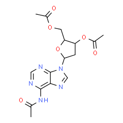 ChemSpider 2D Image | N-Acetyl-9-(3,5-di-O-acetyl-2-deoxypentofuranosyl)-9H-purin-6-amine | C16H19N5O6