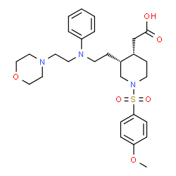 ChemSpider 2D Image | [(3R,4S)-1-[(4-Methoxyphenyl)sulfonyl]-3-(2-{[2-(4-morpholinyl)ethyl](phenyl)amino}ethyl)-4-piperidinyl]acetic acid | C28H39N3O6S