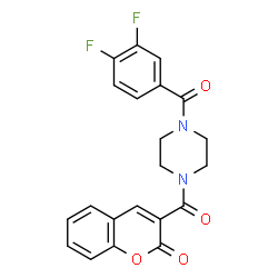 ChemSpider 2D Image | 3-{[4-(3,4-Difluorobenzoyl)-1-piperazinyl]carbonyl}-2H-chromen-2-one | C21H16F2N2O4