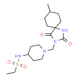 ChemSpider 2D Image | N-{1-[(8-Methyl-2,4-dioxo-1,3-diazaspiro[4.5]dec-3-yl)methyl]-4-piperidinyl}ethanesulfonamide | C17H30N4O4S