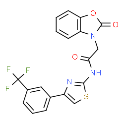 ChemSpider 2D Image | 2-(2-Oxo-1,3-benzoxazol-3(2H)-yl)-N-{4-[3-(trifluoromethyl)phenyl]-1,3-thiazol-2-yl}acetamide | C19H12F3N3O3S