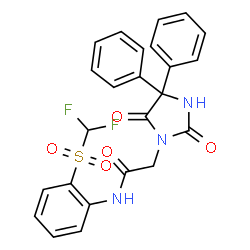 ChemSpider 2D Image | N-{2-[(Difluoromethyl)sulfonyl]phenyl}-2-(2,5-dioxo-4,4-diphenyl-1-imidazolidinyl)acetamide | C24H19F2N3O5S