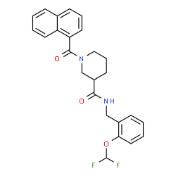 ChemSpider 2D Image | N-[2-(Difluoromethoxy)benzyl]-1-(1-naphthoyl)-3-piperidinecarboxamide | C25H24F2N2O3