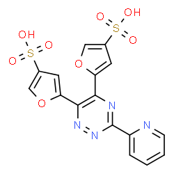 ChemSpider 2D Image | 5,5'-[3-(2-Pyridinyl)-1,2,4-triazine-5,6-diyl]di(3-furansulfonic acid) | C16H10N4O8S2