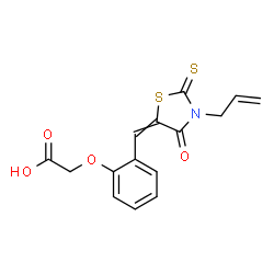 ChemSpider 2D Image | {2-[(3-Allyl-4-oxo-2-thioxo-1,3-thiazolidin-5-ylidene)methyl]phenoxy}acetic acid | C15H13NO4S2
