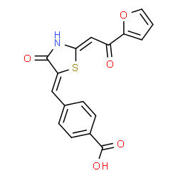 ChemSpider 2D Image | 4-[(Z)-{(2Z)-2-[2-(2-Furyl)-2-oxoethylidene]-4-oxo-1,3-thiazolidin-5-ylidene}methyl]benzoic acid | C17H11NO5S