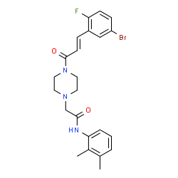 ChemSpider 2D Image | 2-{4-[(2E)-3-(5-Bromo-2-fluorophenyl)-2-propenoyl]-1-piperazinyl}-N-(2,3-dimethylphenyl)acetamide | C23H25BrFN3O2