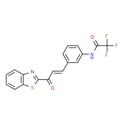 ChemSpider 2D Image | N-{3-[(1E)-3-(1,3-Benzothiazol-2-yl)-3-oxo-1-propen-1-yl]phenyl}-2,2,2-trifluoroacetamide | C18H11F3N2O2S