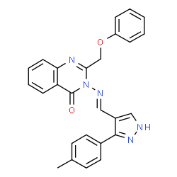 ChemSpider 2D Image | 3-({(E)-[3-(4-Methylphenyl)-1H-pyrazol-4-yl]methylene}amino)-2-(phenoxymethyl)quinazolin-4(3H)-one | C26H21N5O2