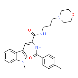 ChemSpider 2D Image | 4-Methyl-N-[(1Z)-1-(1-methyl-1H-indol-3-yl)-3-{[3-(4-morpholinyl)propyl]amino}-3-oxo-1-propen-2-yl]benzamide | C27H32N4O3