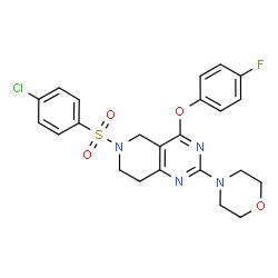 ChemSpider 2D Image | 6-[(4-Chlorophenyl)sulfonyl]-4-(4-fluorophenoxy)-2-(4-morpholinyl)-5,6,7,8-tetrahydropyrido[4,3-d]pyrimidine | C23H22ClFN4O4S