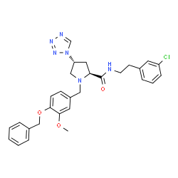 ChemSpider 2D Image | (4R)-1-[4-(Benzyloxy)-3-methoxybenzyl]-N-[2-(3-chlorophenyl)ethyl]-4-(1H-tetrazol-1-yl)-L-prolinamide | C29H31ClN6O3