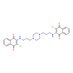 ChemSpider 2D Image | 2,2'-[1,4-Piperazinediylbis(3,1-propanediylimino)]bis(3-chloro-1,4-naphthoquinone) | C30H30Cl2N4O4