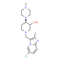ChemSpider 2D Image | (3R,4R)-1-[(6-Chloro-2-methylimidazo[1,2-a]pyridin-3-yl)methyl]-4-(4-methyl-1-piperazinyl)-3-piperidinol | C19H28ClN5O