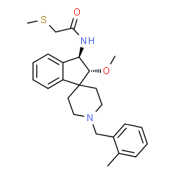 ChemSpider 2D Image | N-[(2R,3R)-2-Methoxy-1'-(2-methylbenzyl)-2,3-dihydrospiro[indene-1,4'-piperidin]-3-yl]-2-(methylsulfanyl)acetamide | C25H32N2O2S