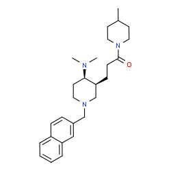 ChemSpider 2D Image | 3-[(3S,4R)-4-(Dimethylamino)-1-(2-naphthylmethyl)-3-piperidinyl]-1-(4-methyl-1-piperidinyl)-1-propanone | C27H39N3O