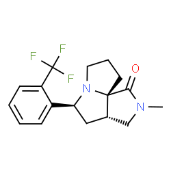 ChemSpider 2D Image | (3aS,5S,9aS)-2-Methyl-5-[2-(trifluoromethyl)phenyl]hexahydro-7H-pyrrolo[3,4-g]pyrrolizin-1(2H)-one | C17H19F3N2O